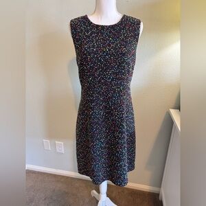 Diane Von Furstenberg Multicolor Clip Dot Sleeveless Black Dress Size 8